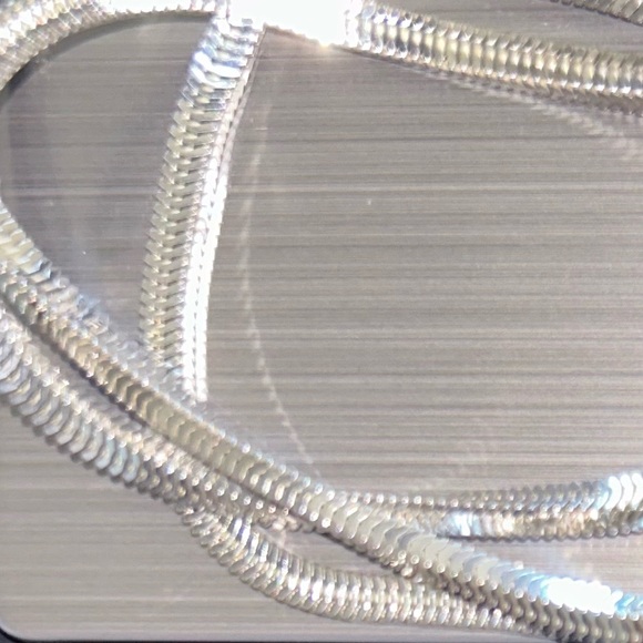 24” 925 Sterling Silver Necklace - Box Herringbone Chain - Picture 5 of 13